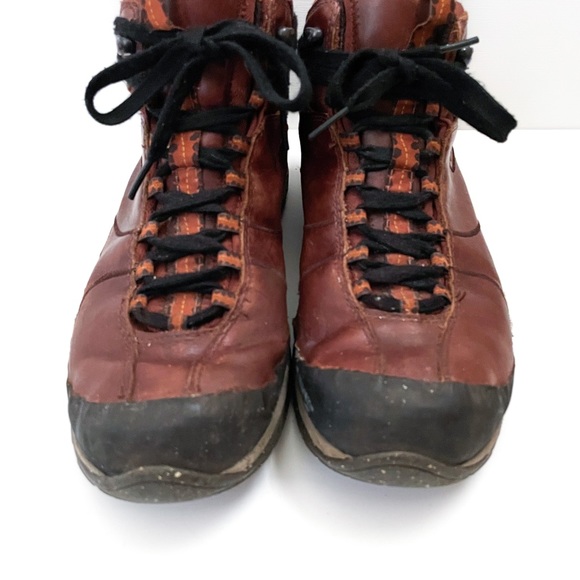 Patagonia Leather Lace Up Hiking Boots Mid Goretex Sable Brown - Picture 3 of 7